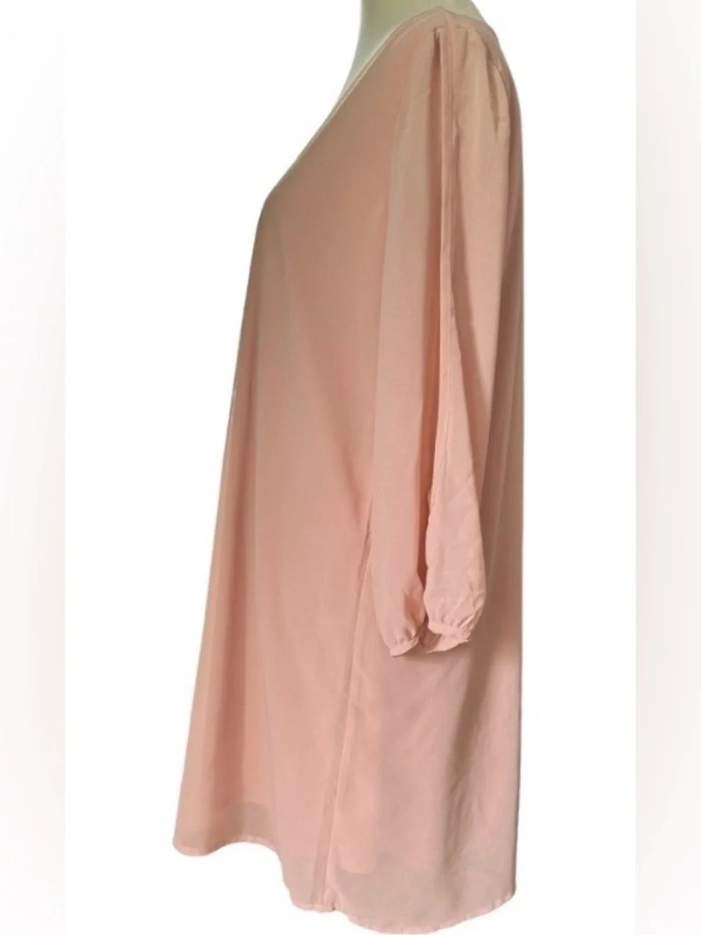 Lulus Chiffon Shift Mini Dress Blush Pink Size XL Sheer Balloon Sleeve Party